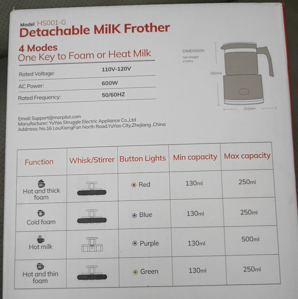 Morpilot Electric Milk Frother (White) - Picture 4 of 5